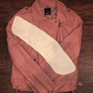 Pink Faux Leather Jacket